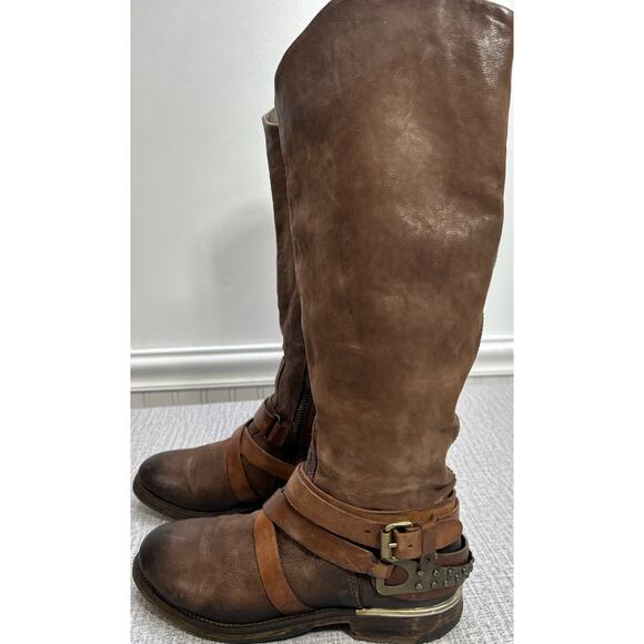 A.S.98 Shoes - AS 98 Airstep Italian Zipper Boho Biker Brown Distressed Riding Boots 37/ 7